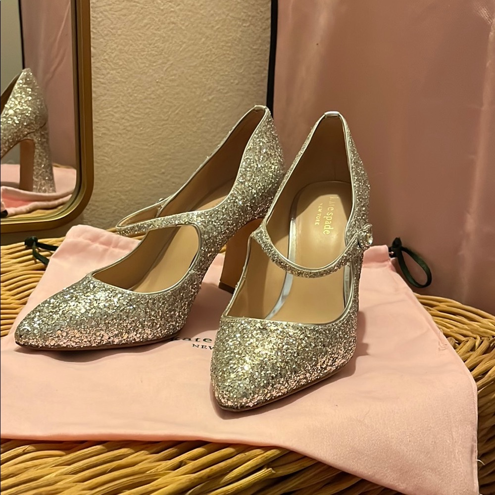 Kate Spade Silver Glitter Heels